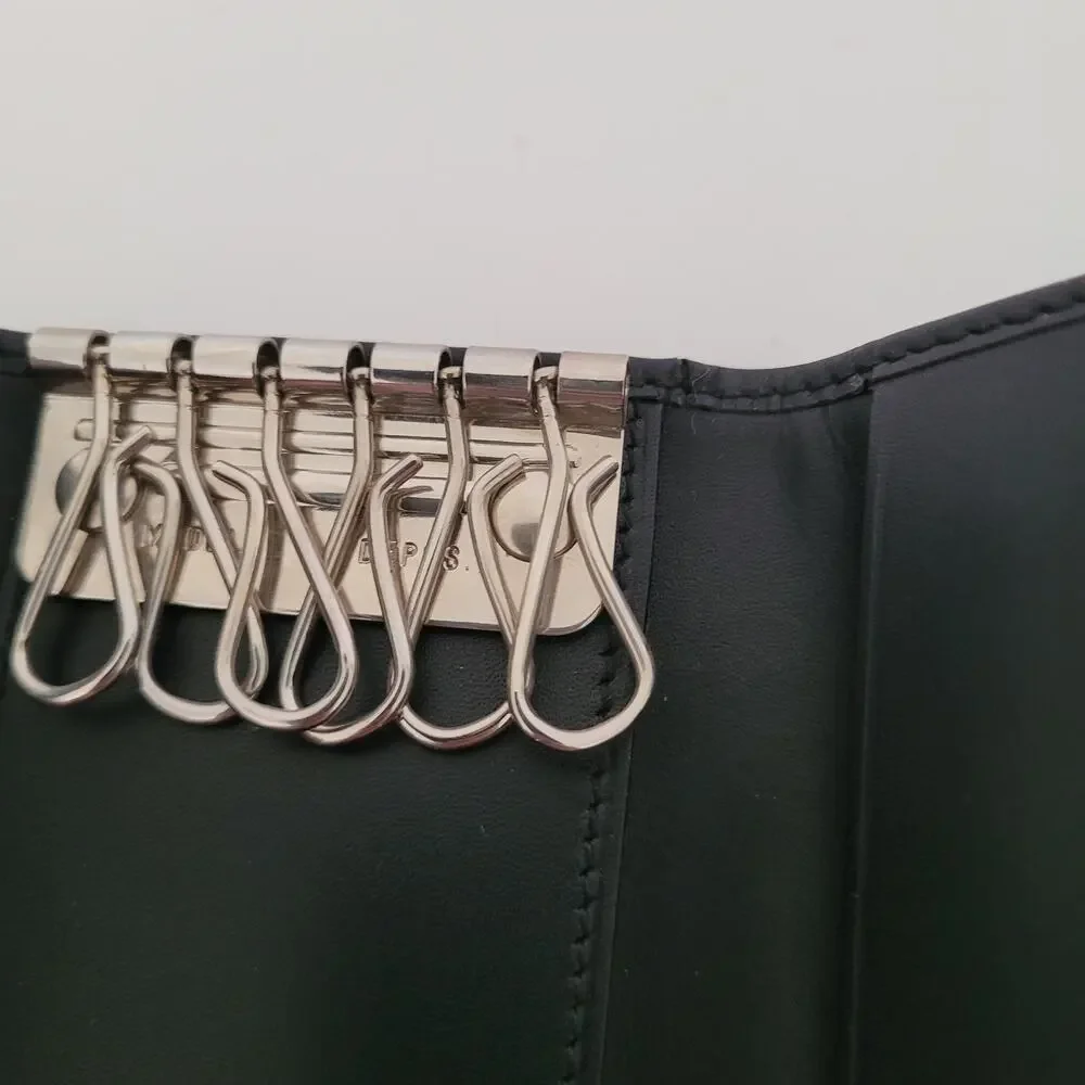 Hunting World Key Card Case Hooks Holder Wallet Logo Black Trifold Desig Italian